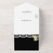 Invitation Tout En Un Blanc Magnolia Mason Jar Noir QR Code Mariage (Dehors)