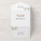 Invitation Tout En Un Blanc, rose vif rose vert mariage (Dehors)