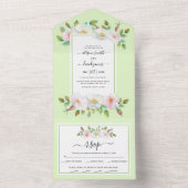 Invitation Tout En Un Blanc, rose vif rose vert mariage (À l'intérieur)