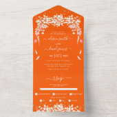 Invitation Tout En Un Blancs en cascade mariage orange de la guirlande (À l'intérieur)