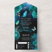 Invitation Tout En Un Bleu argent papillon mariage jardin budget (À l'intérieur)