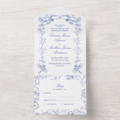 Invitation Tout En Un Bleu Bleu Bleu Victorien Mariage (À l'intérieur)