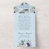 Invitation Tout En Un Bleu Chaton Bleu C'est un Baby shower garçon (À l'intérieur)