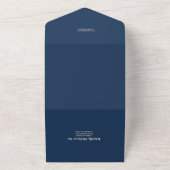 Invitation Tout En Un Bleu classique Art nouveau Mariage (Dehors)