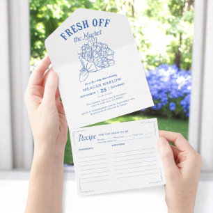 Invitation Tout En Un Bleu de la Fête des mariées du marché agricole