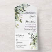 Invitation Tout En Un Bleu Duché Vert Eucalyptus Mariage tout en un (À l'intérieur)