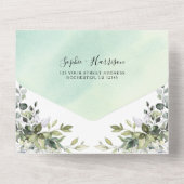 Invitation Tout En Un Bleu Duché Vert Eucalyptus Mariage tout en un (Verso)