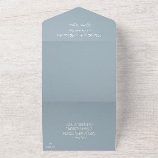 Invitation Tout En Un Bleu Duisâtre Élégant Coeur Rustique Unique Tout E (Dehors)
