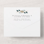 Invitation Tout En Un Bleu élégant Botanique (Verso)