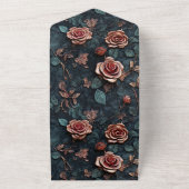 Invitation Tout En Un Bleu or rose jolie Roses (Dehors)