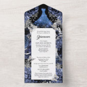 Invitation Tout En Un Bleu papillon argent mousseux anniversaire (À l'intérieur)