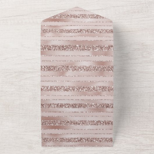 Invitation Tout En Un Bleu Parties scintillant rose rayures (Dehors)