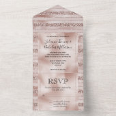 Invitation Tout En Un Bleu Parties scintillant rose rayures (À l'intérieur)