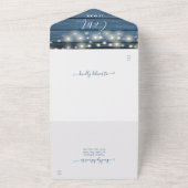 Invitation Tout En Un Bleu Rustique Barne Bois Chaîne Mariage (Dehors)
