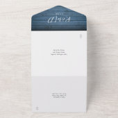 Invitation Tout En Un Bleu Rustique Bois Floral Garland Monogramme Maria (Dehors)