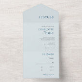 Invitation Tout En Un Bleu simple et élégant (À l'intérieur)