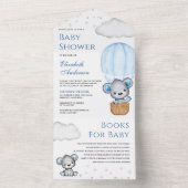 Invitation Tout En Un Bleu Teddy Bear Baby shower à air chaud (À l'intérieur)