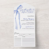 Invitation Tout En Un Blue Bow Quelque chose de bleu avant que je fasse (À l'intérieur)