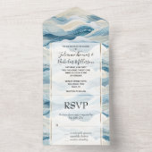 Invitation Tout En Un Blue Cream Sea Sand Ocean Waves Beach (À l'intérieur)