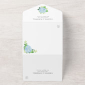 Invitation Tout En Un Blue Hydrangea Aquarelle Mariage Floral (Dehors)