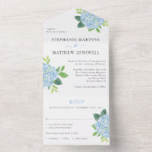 Invitation Tout En Un Blue Hydrangea Aquarelle Mariage Floral (À l'intérieur)