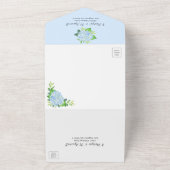 Invitation Tout En Un Blue Hydrangea Gold Border Mariage (Dehors)