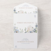 Invitation Tout En Un Blue Hydrangea & Mariage Rose (Dehors)