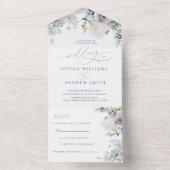 Invitation Tout En Un Blue Hydrangea & Mariage Rose (À l'intérieur)