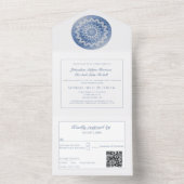 Invitation Tout En Un Blue Lace Mandala Wedding (À l'intérieur)