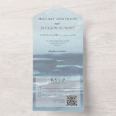 Invitation Tout En Un Blue Seascape Beach Code QR (À l'intérieur)