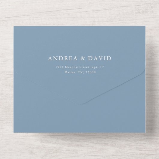 Invitation Tout En Un Blue Stripes Crest Bow Monogram Spring Wedding (Verso)