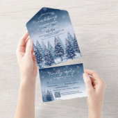 Invitation Tout En Un Blue Winter Wonderland Pine Noël Mariage (Déchirure)