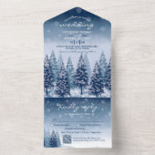 Invitation Tout En Un Blue Winter Wonderland Pine Noël Mariage (À l'intérieur)