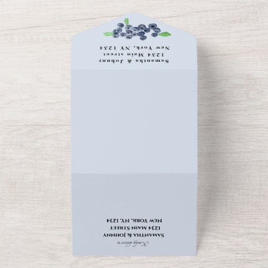 Invitation Tout En Un Blueberries Berries Fruit Elégant Mariage bleu (Dehors)