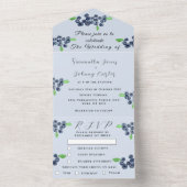 Invitation Tout En Un Blueberries Berries Fruit Elégant Mariage bleu (À l'intérieur)