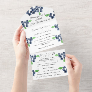 Invitation Tout En Un Blueberries Berries Fruit Élégant Mariage rustique