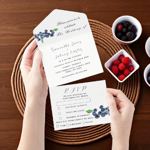 Invitation Tout En Un Blueberries Fruits Été Élégant Mariage rustique