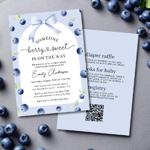 Invitation Tout en un Blueberry Berry Sweet Bow Baby shower