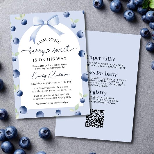Invitation Tout en un Blueberry Berry Sweet Boy Baby shower