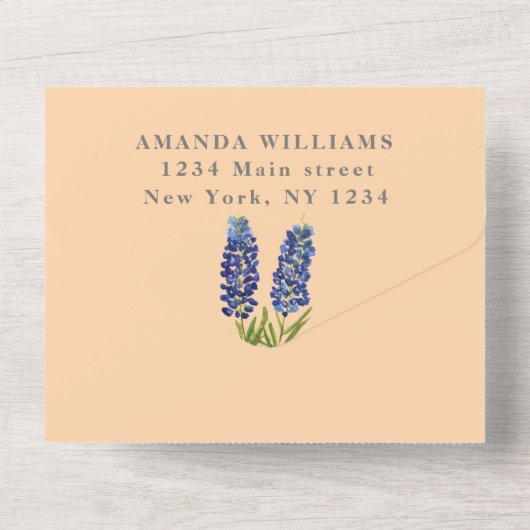 Invitation Tout En Un Bluebonnets Texas Baby shower genre neutre (Verso)