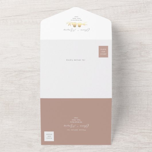 Invitation Tout En Un Blush Gold Lovebirds (Dehors)
