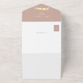 Invitation Tout En Un Blush Gold Lovebirds Photo QR Code Mariage (Dehors)