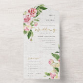 INVITATION TOUT EN UN BLUSH PINK GREEN PEONY FLORAL BRICK WASH WEDDING (À l'intérieur)