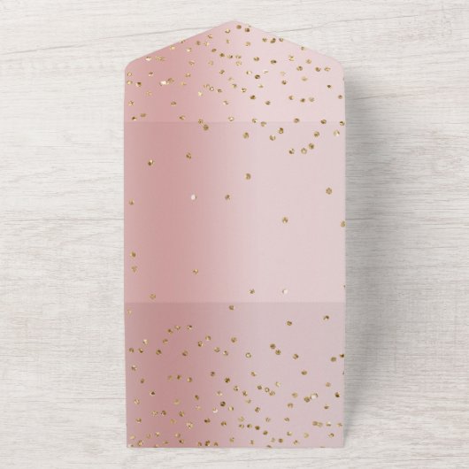 Invitation Tout En Un Blush Pink Ombre Gold Glam Confetti Mariage (Dehors)