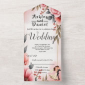 Invitation Tout En Un Blush rose Dusty Rose marié Mariages floral (À l'intérieur)