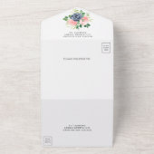 Invitation Tout En Un Blush rose et bleu marine Bouquet Mariage (Dehors)