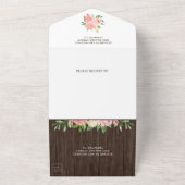 Invitation Tout En Un Blush rose Floral Mason Jar Mariage en bois rustiq (Dehors)