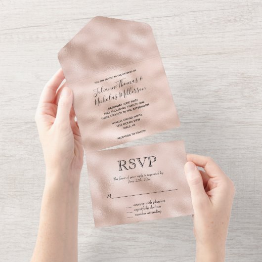 Invitation Tout En Un Blush Rose Glam (Déchirure)