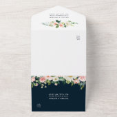 Invitation Tout En Un Blush White Bloom Marine Blue Gold Mariage géométr (Dehors)