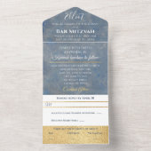 Invitation Tout En Un BM Bar Bat mitzvah Blues Silvers (À l'intérieur)